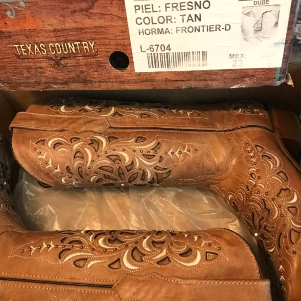 Sale! Texas Country Boots with Studded Flowers 23/6 New - Picture 3 of 6